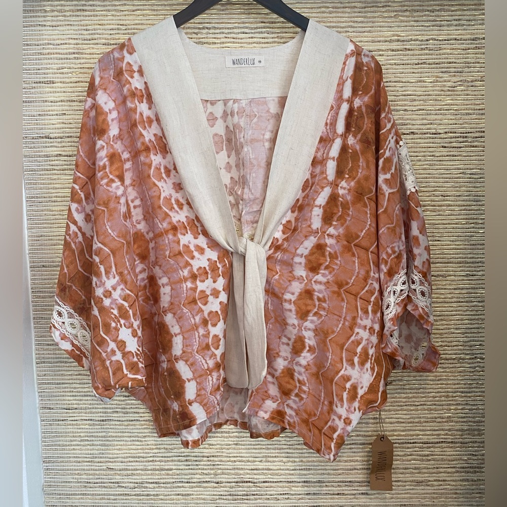 NWT Wanderlux Kimono in Orange Tie-Dye